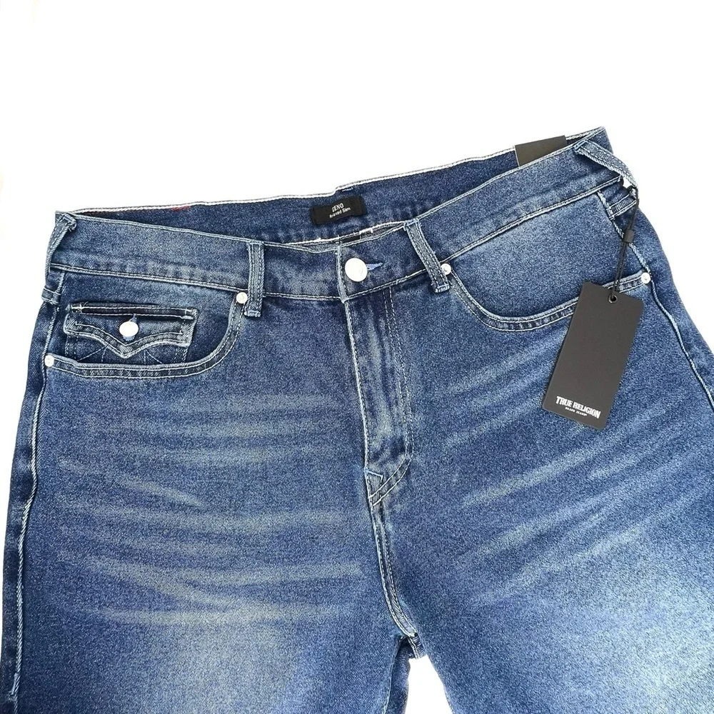 True Religion Geno Relaxed Slim Fit Medium Wash Men’s 36W X 32L Flap Pockets NWT
